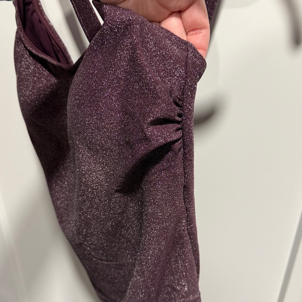 Lands End Tugless Shine X-Back One Piece Swimsuit Purple NWT Size 12 Petite - Picture 5 of 10